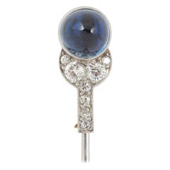 Cartier Tie Pin, Cabochon Sapphire & Diamonds in Platinum, French circa 1910