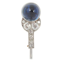  Cartier Tie Pin, Cabochon Sapphire & Diamonds in Platinum, French circa 1910