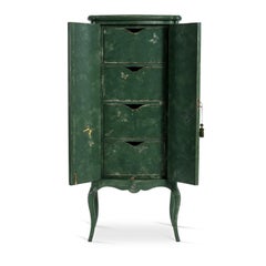 Tiepolo Green with Colorful Butterflies Tall Chest of Drawers