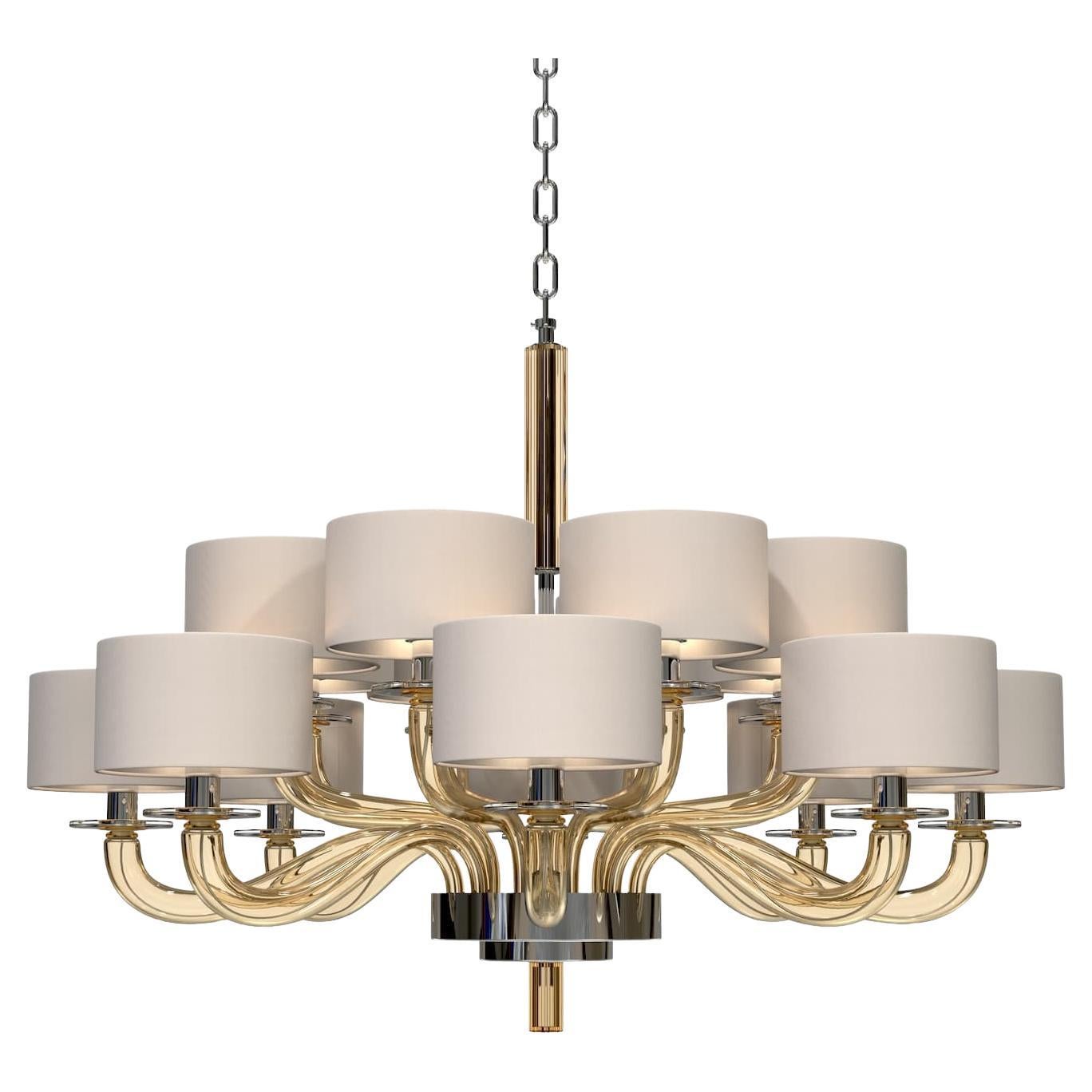 TIEPOLO Lampadario 12 Luci in Vetro di Murano Design Artigianale Made in Italy