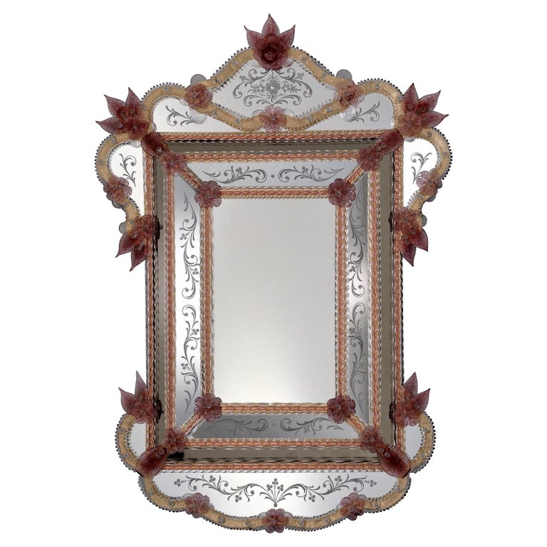 "Tiepolo", Murano Glass Mirror in Venetian Style by Fratelli Tosi, Made in Italy For Sale
