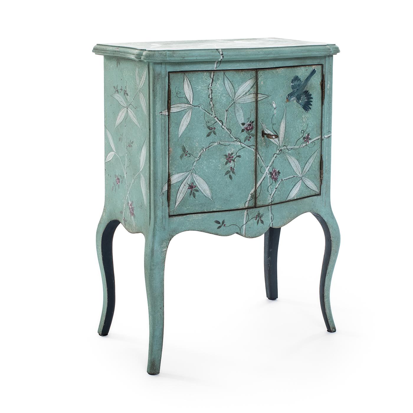 The custom made Tiepolo Nightstand is entirely hand crafted and beautifully decorated using Venetian style techniques. Stylish and charming in design, the colors and decorations can be applied according to the customer's requests in order to