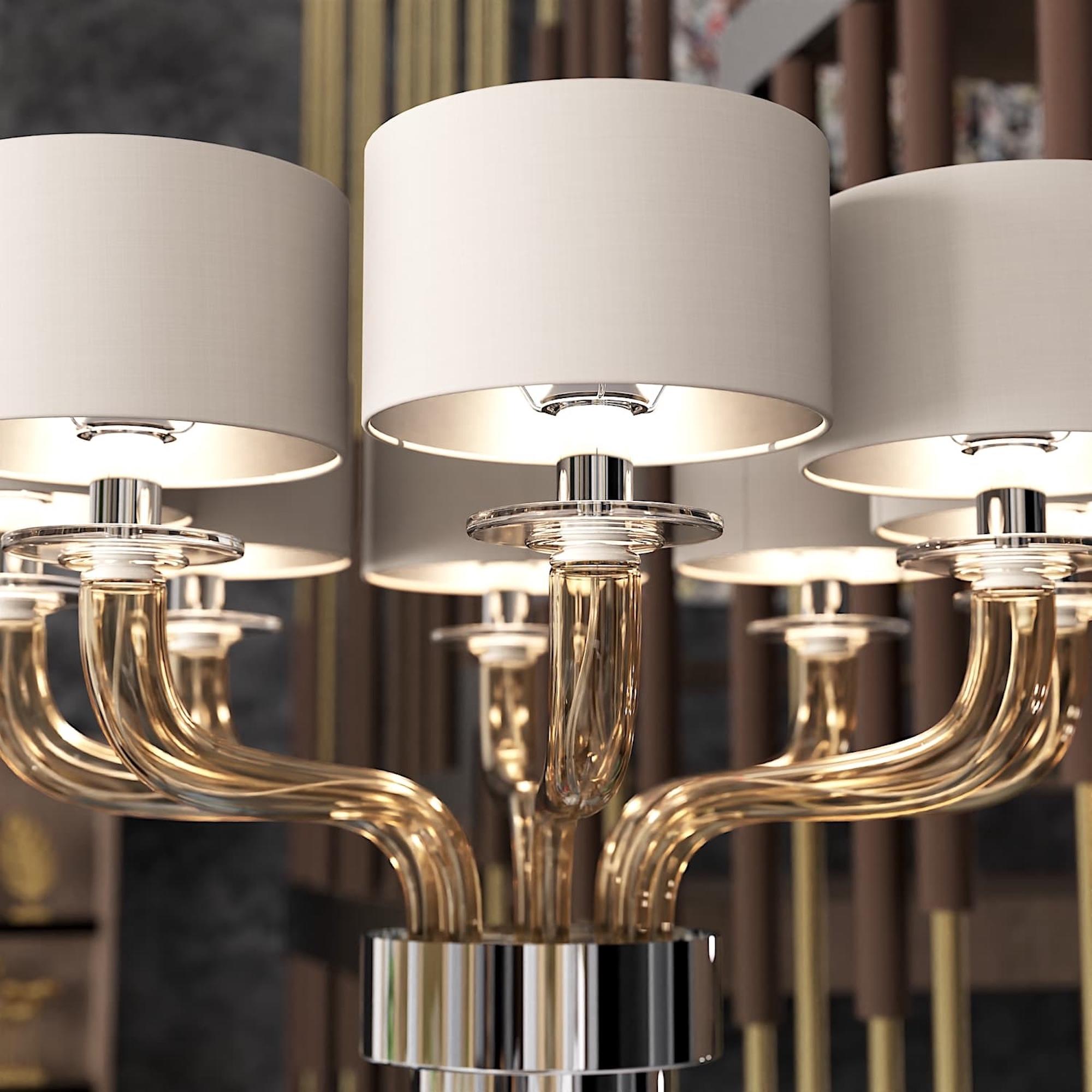 TIEPOLO Zeitgenössische Stehlampe mit 8 Lichtern aus handgefertigtem Muranoglas im Angebot 1