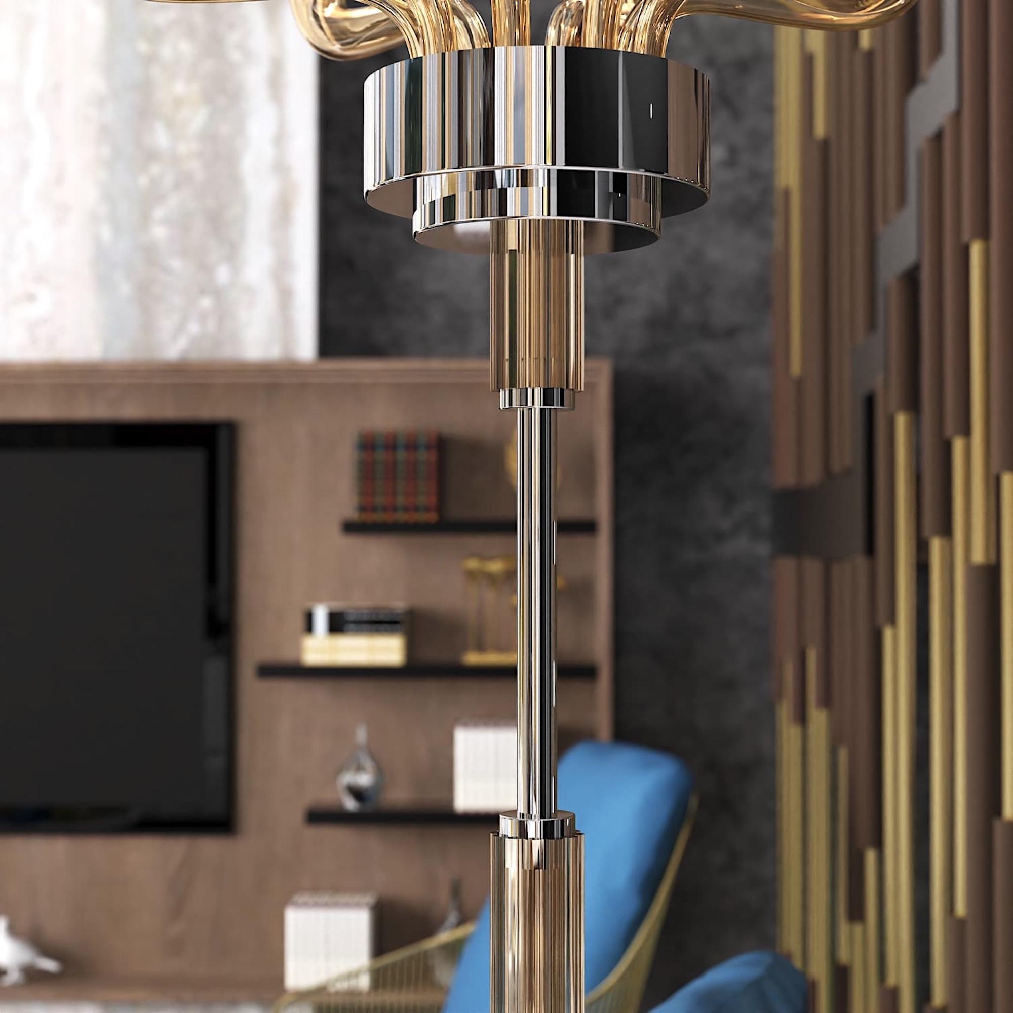 TIEPOLO Zeitgenössische Stehlampe mit 8 Lichtern aus handgefertigtem Muranoglas im Angebot 3