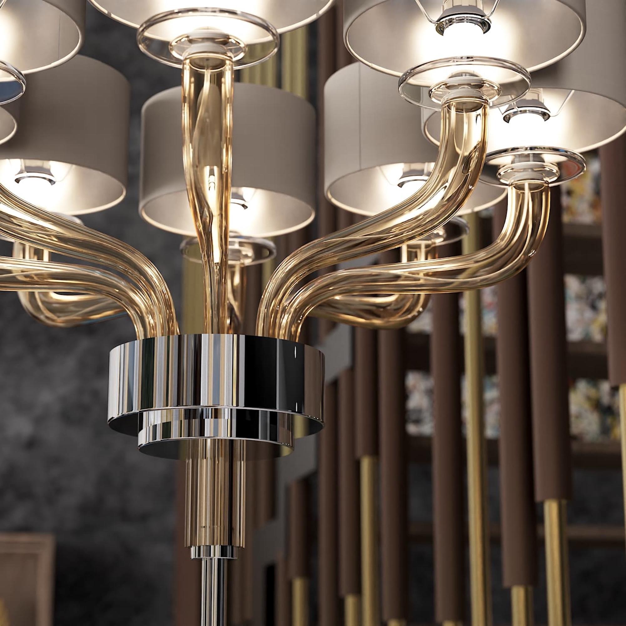 TIEPOLO Zeitgenössische Stehlampe mit 8 Lichtern aus handgefertigtem Muranoglas im Angebot 4
