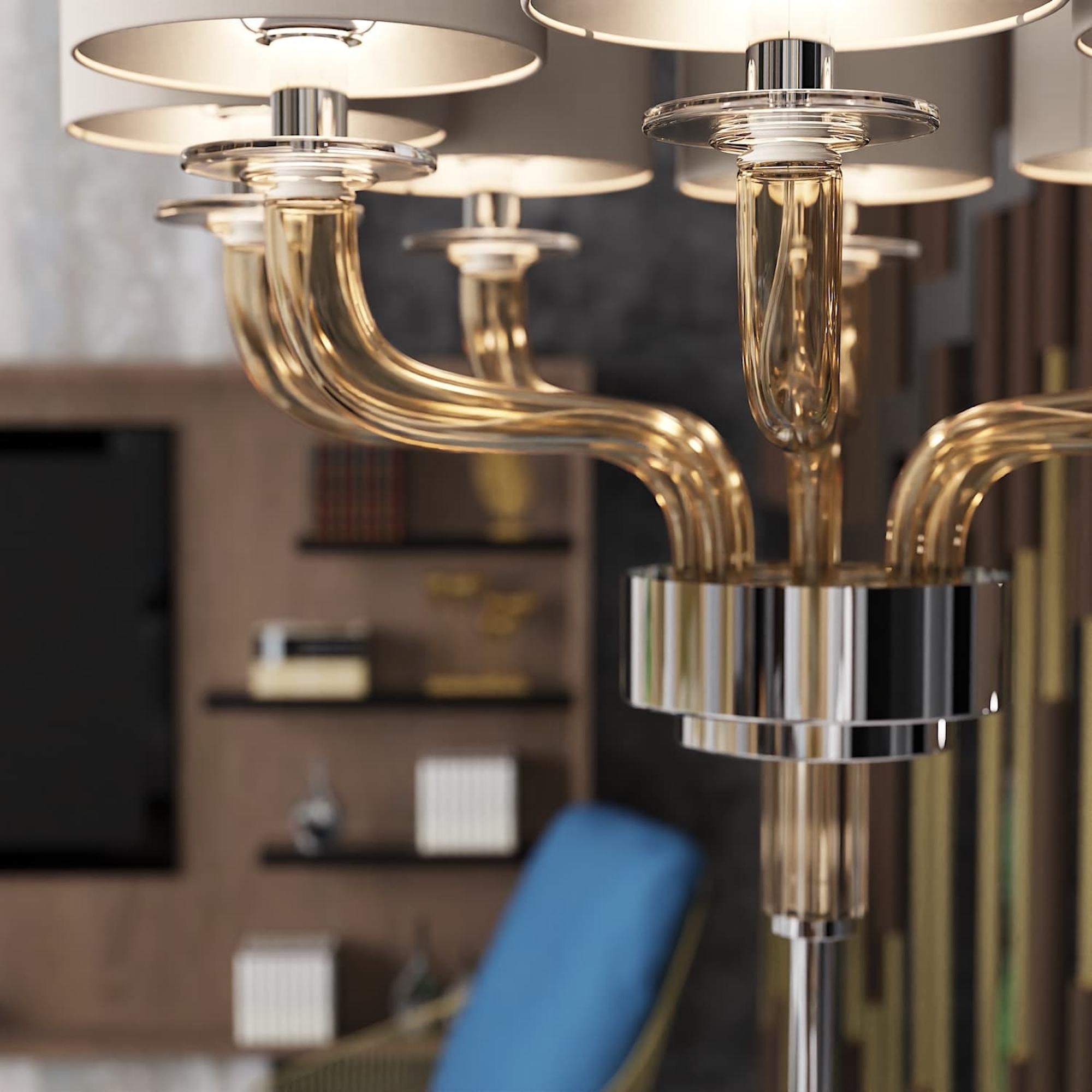 TIEPOLO Zeitgenössische Stehlampe mit 8 Lichtern aus handgefertigtem Muranoglas im Angebot 5
