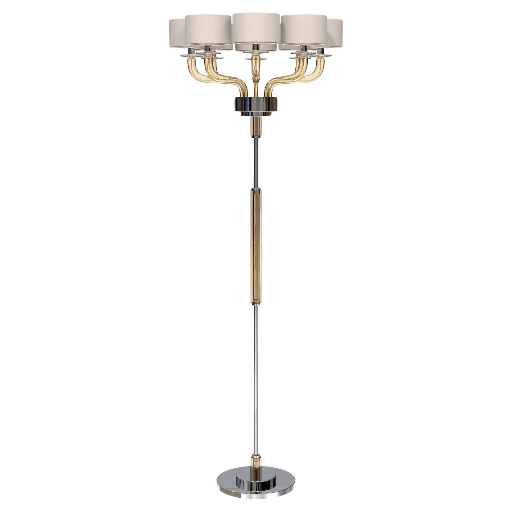 TIEPOLO Zeitgenössische Stehlampe mit 8 Lichtern aus handgefertigtem Muranoglas