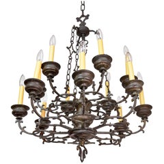 Tiered 14-Candle Iron Chandelier