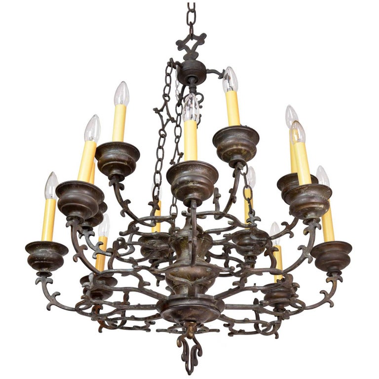 Tiered 14Candle Iron Chandelier at 1stDibs