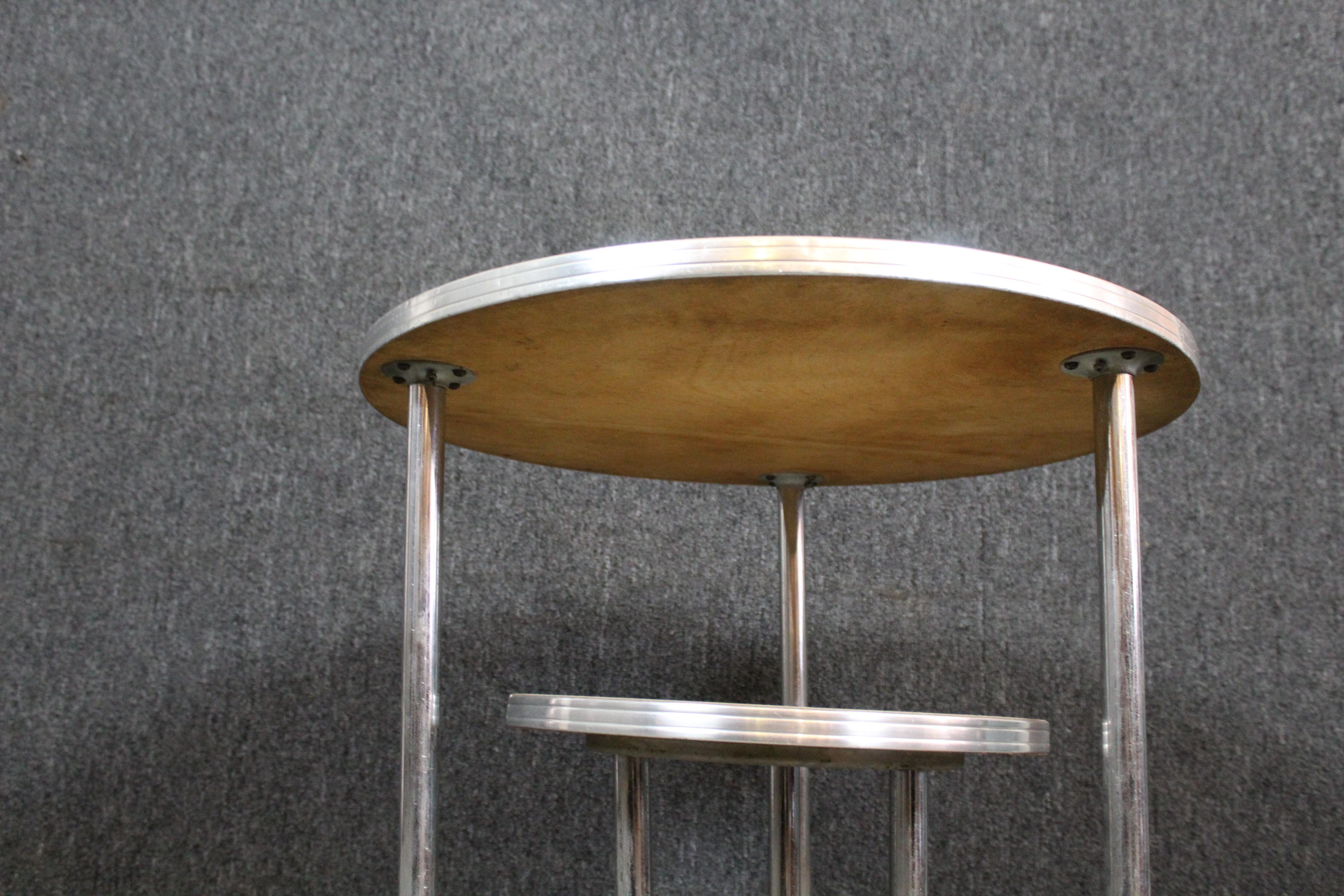 Tiered Bauhaus Table by Wolfgang Hoffman for Royal Chrome For Sale 3