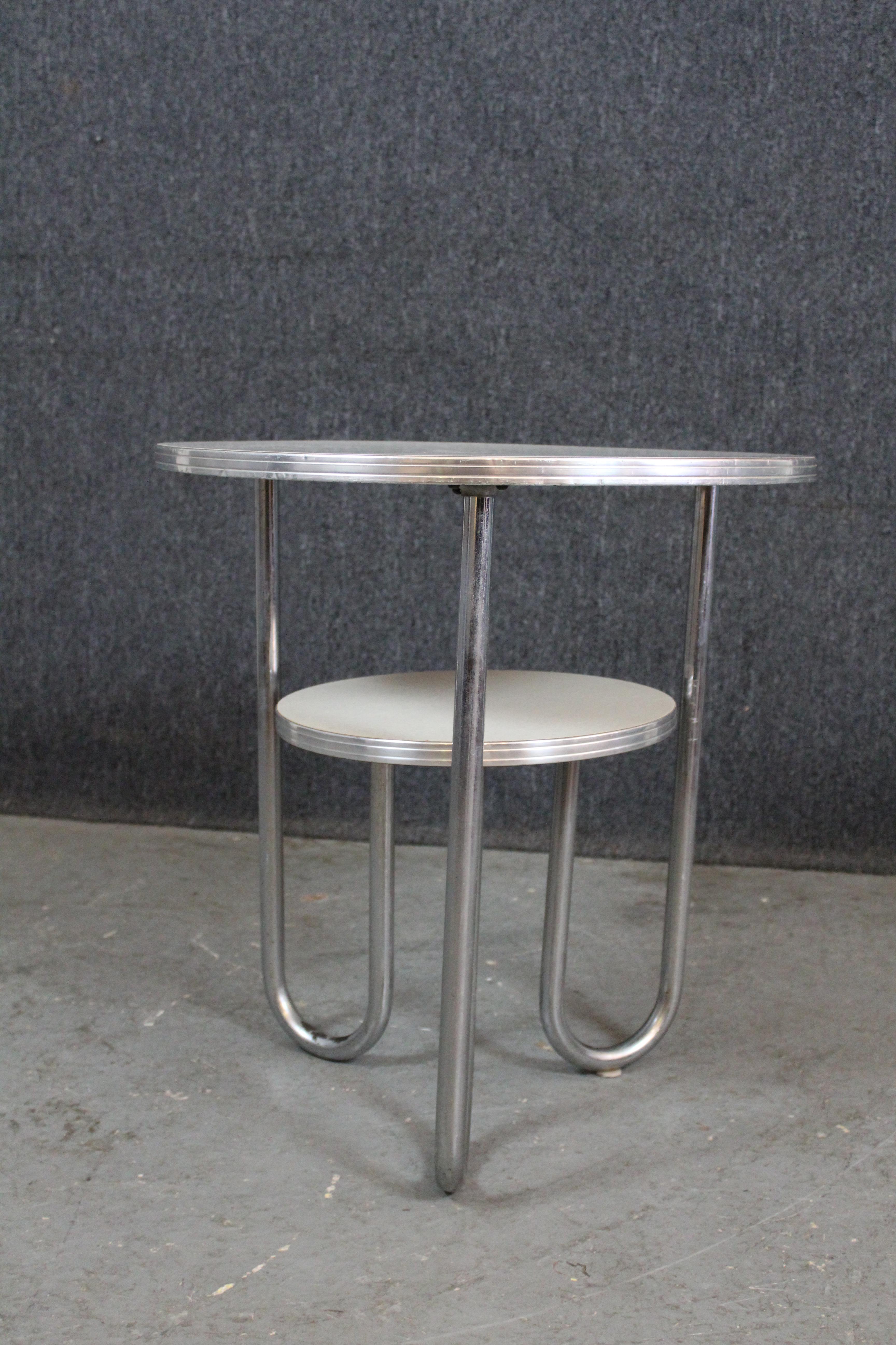 Art Deco Tiered Bauhaus Table by Wolfgang Hoffman for Royal Chrome For Sale