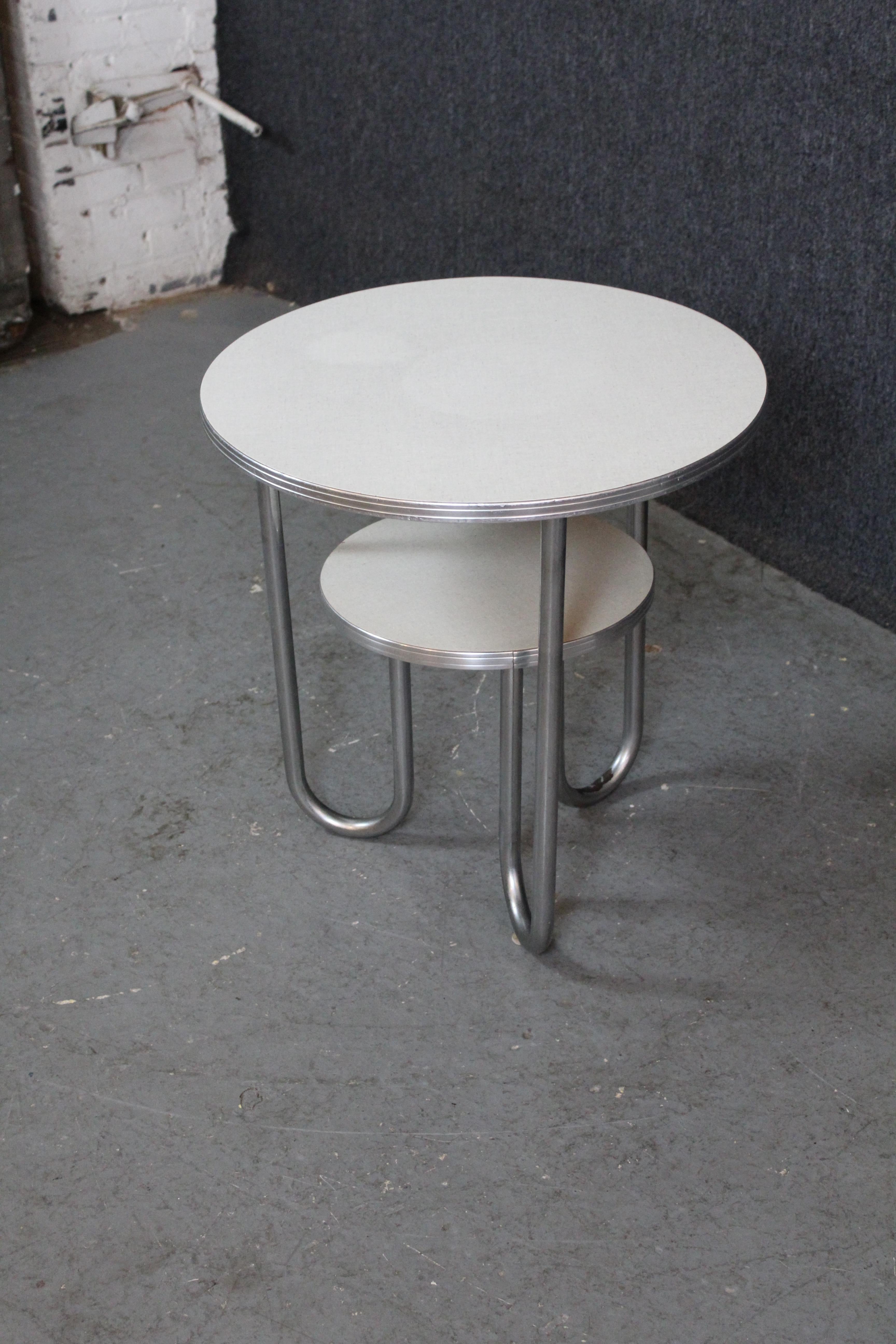 American Tiered Bauhaus Table by Wolfgang Hoffman for Royal Chrome For Sale