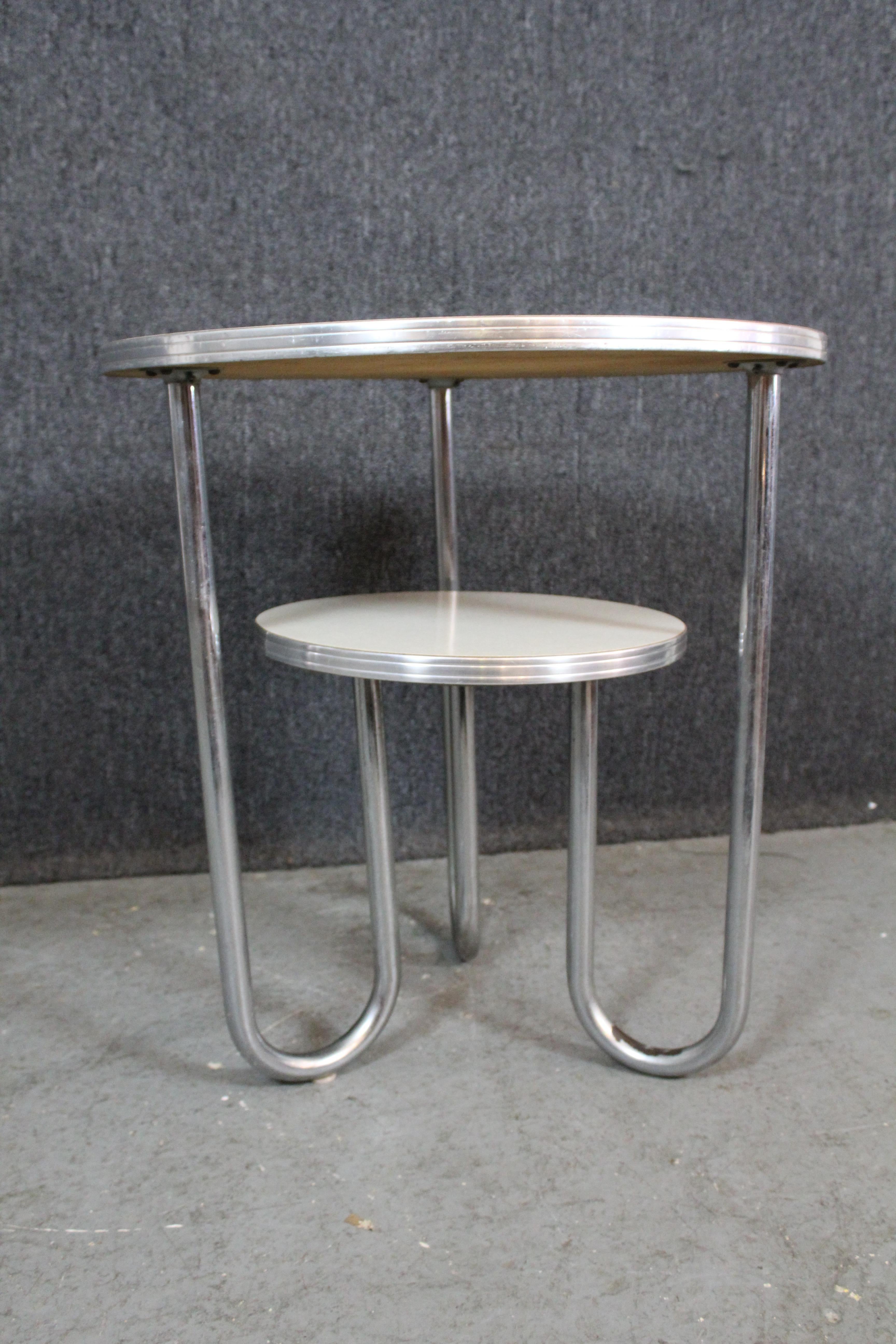 Tiered Bauhaus Table by Wolfgang Hoffman for Royal Chrome For Sale 2