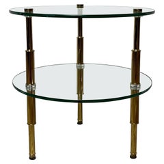 Tiered Brass and Glass Top Occasional Table