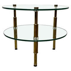 Tiered Brass and Glass Top Occasional Table