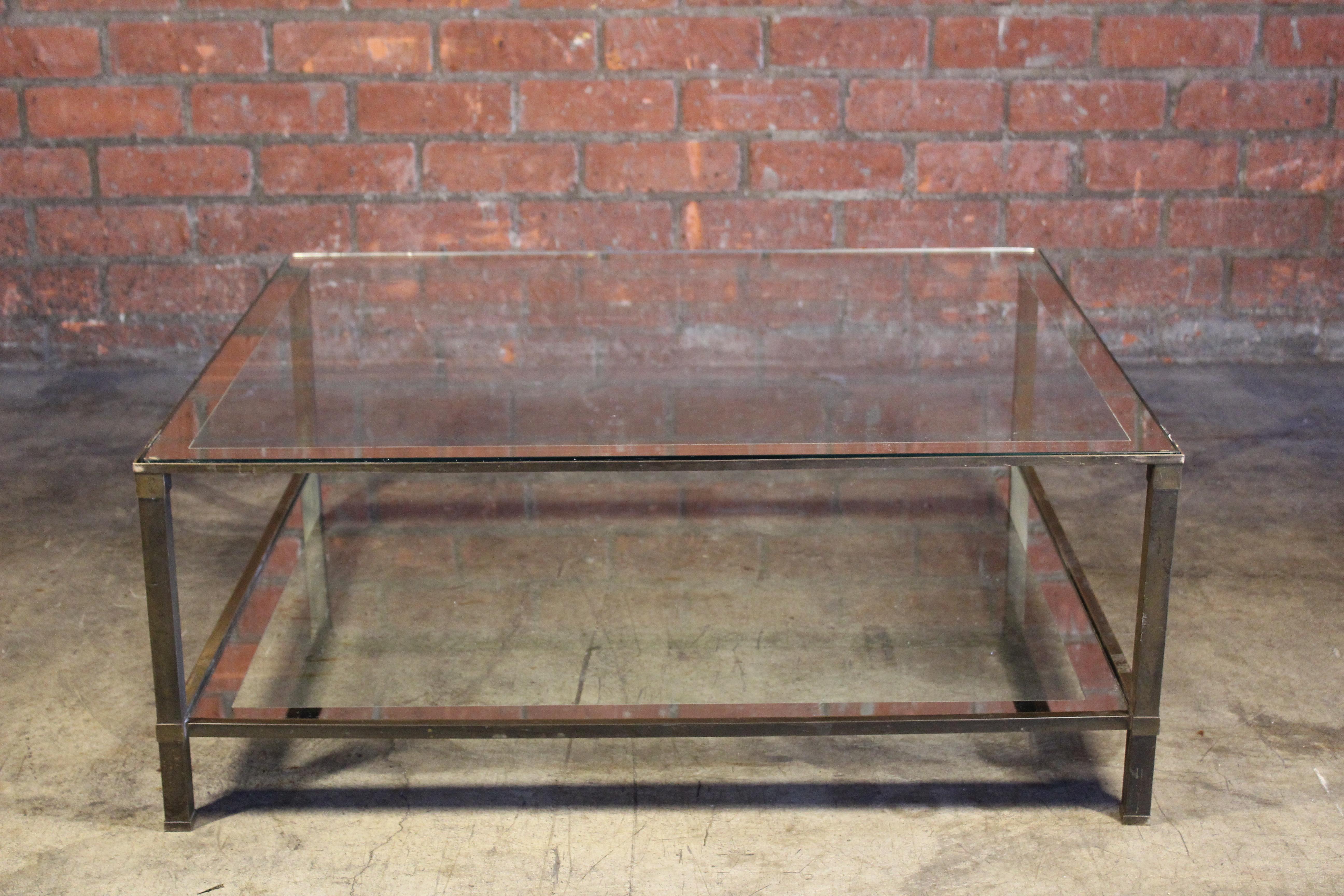 Hollywood Regency Tiered Brass Coffee Table by Maison Jansen, France, 1960s For Sale