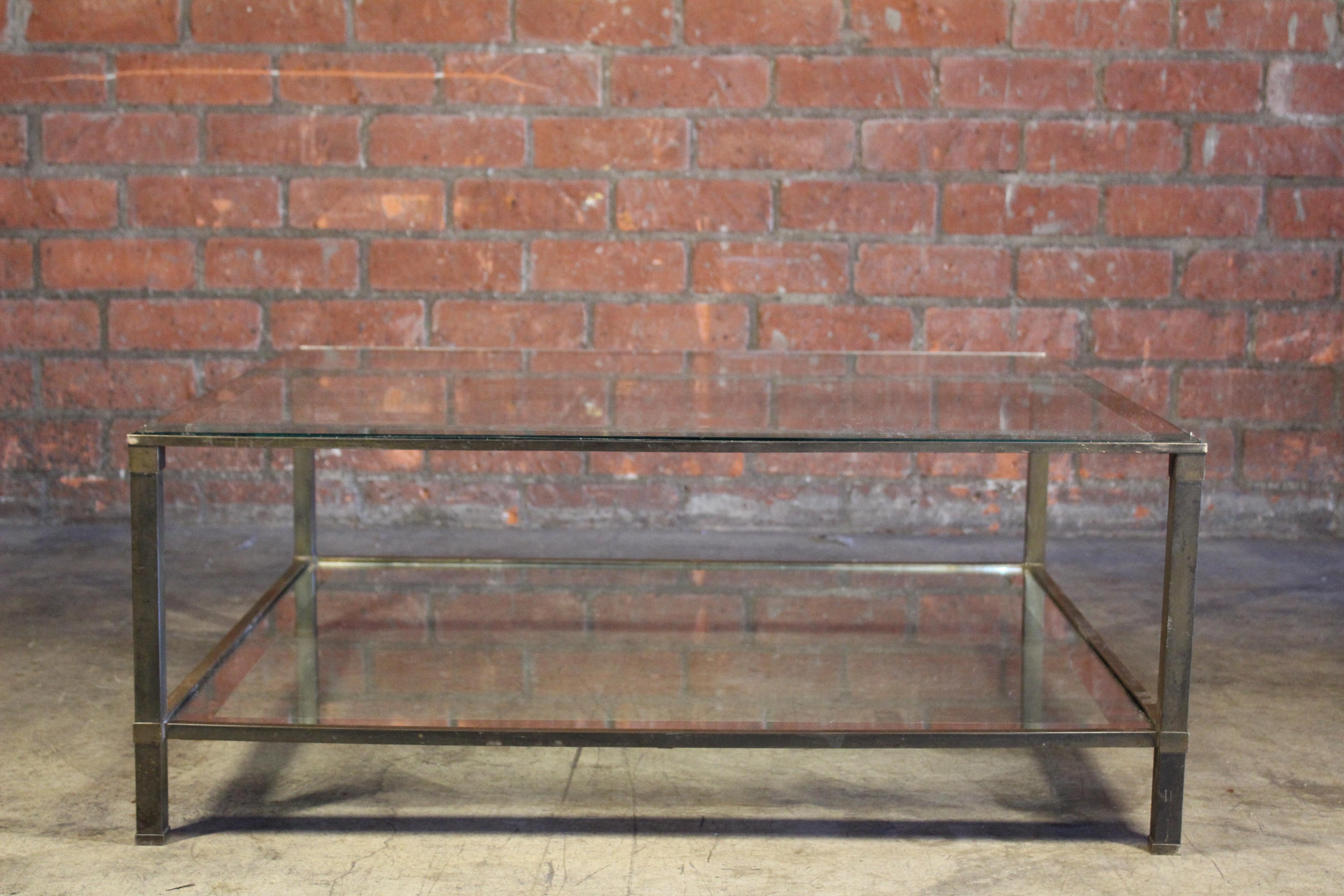 French Tiered Brass Coffee Table by Maison Jansen, France, 1960s For Sale
