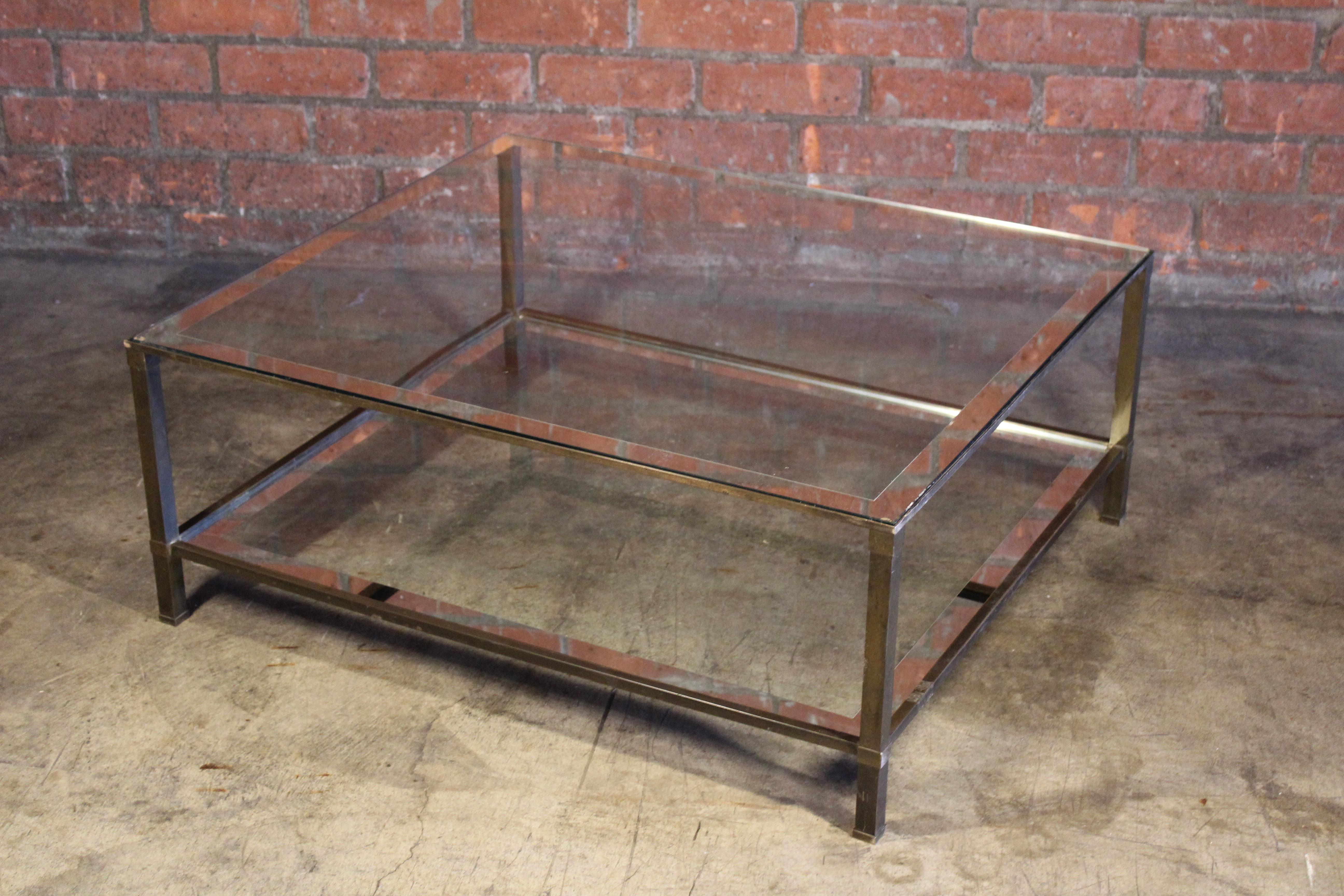Tiered Brass Coffee Table by Maison Jansen, France, 1960s In Good Condition For Sale In Los Angeles, CA