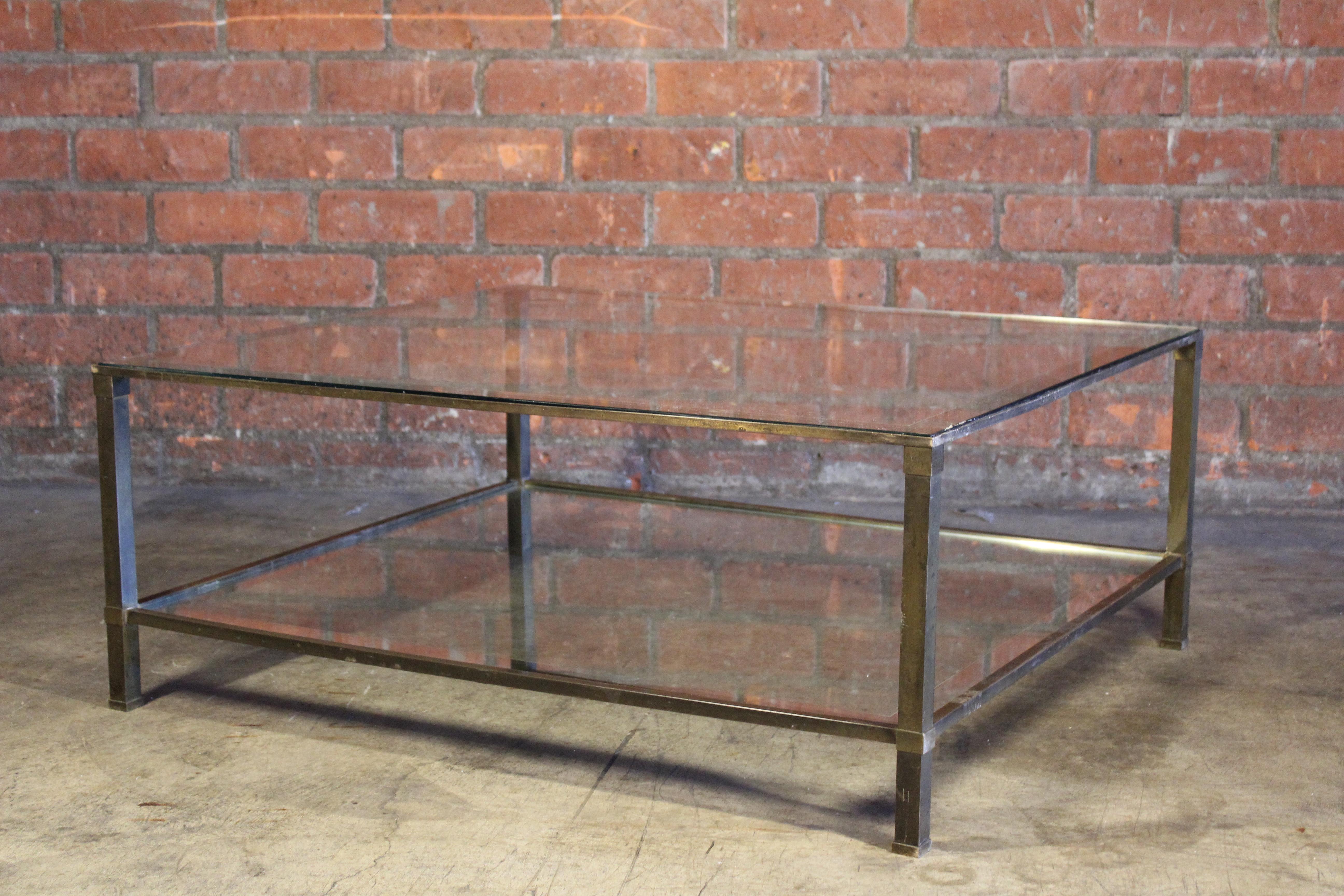 Mid-20th Century Tiered Brass Coffee Table by Maison Jansen, France, 1960s For Sale