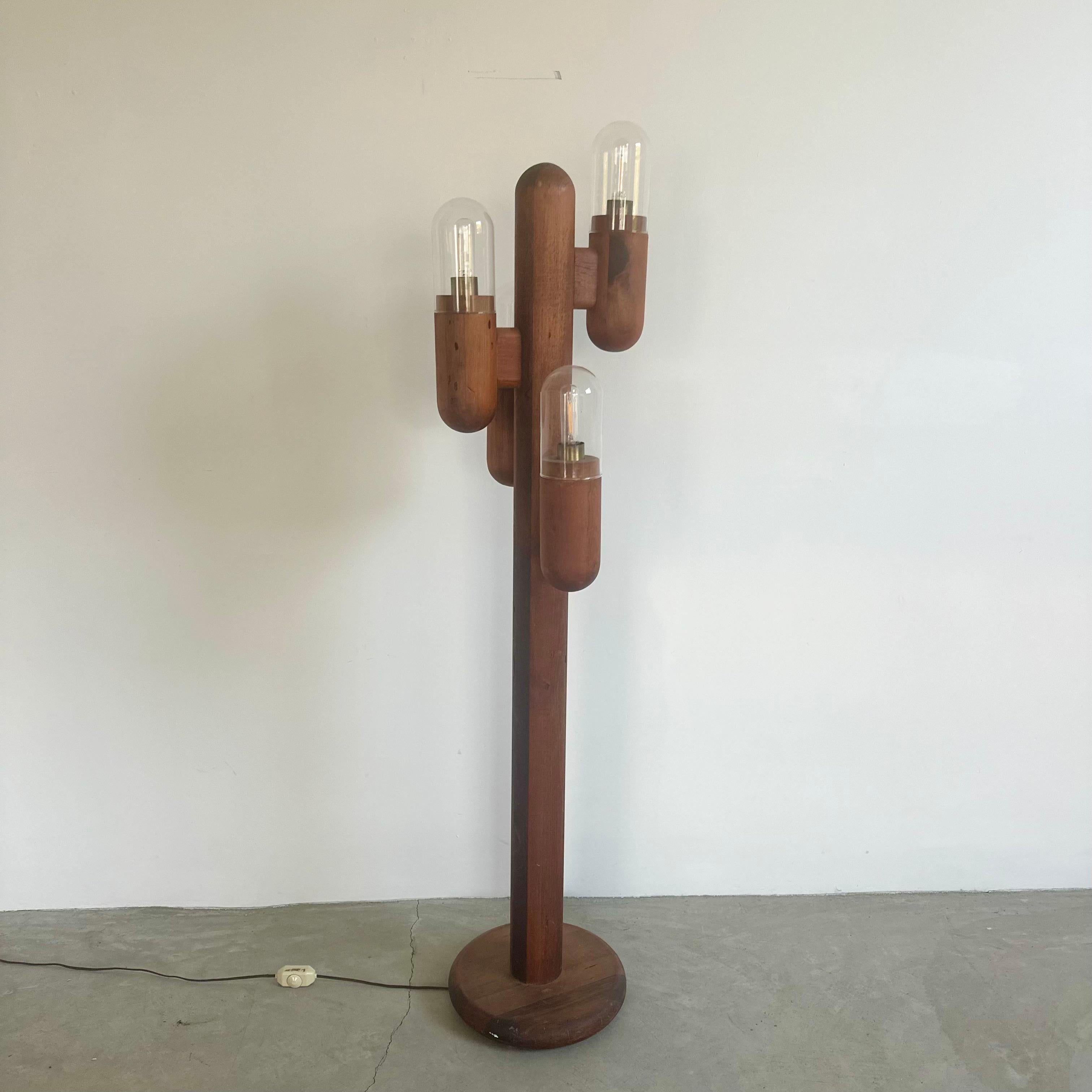 Take a trip to the desert with this gorgeous cactus shaped floor lamp. This lamp gives off a gorgeous golden glow from the four bulbs sprouting from each cactus stem. Each stem rises to a different height, creating an interesting tiered effect.