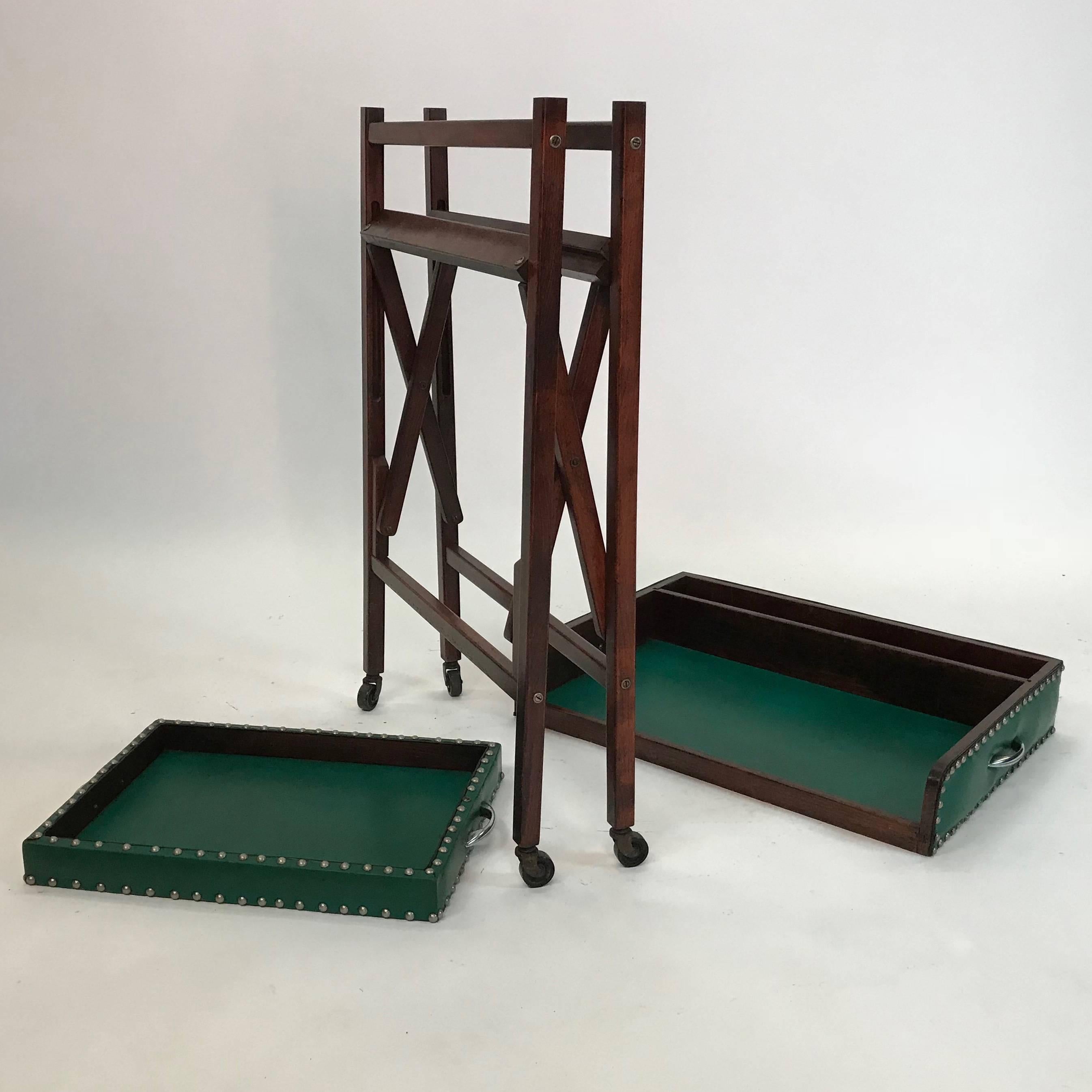 20th Century Tiered Cherrywood Folding Serving Bar Cart