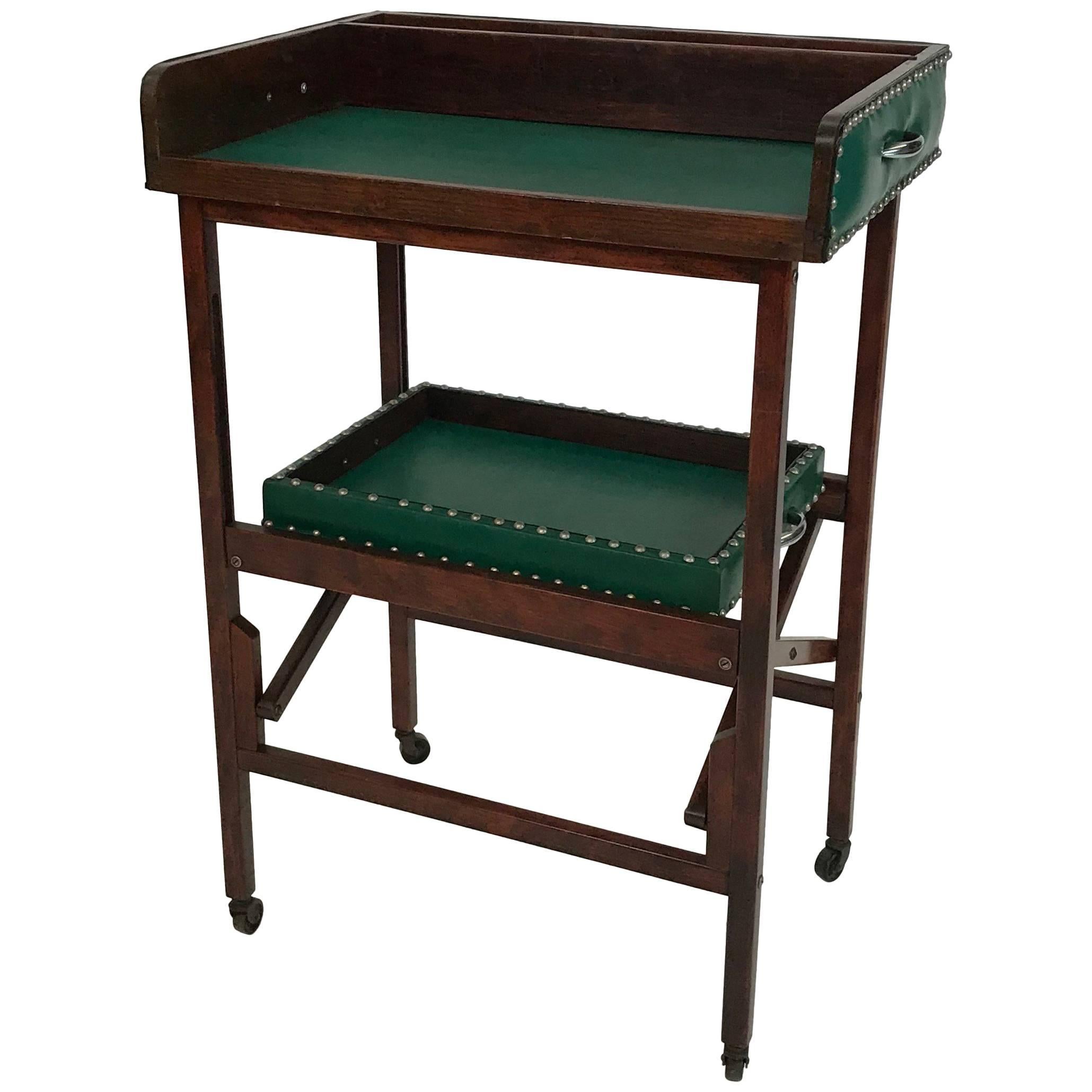 Tiered Cherrywood Folding Serving Bar Cart