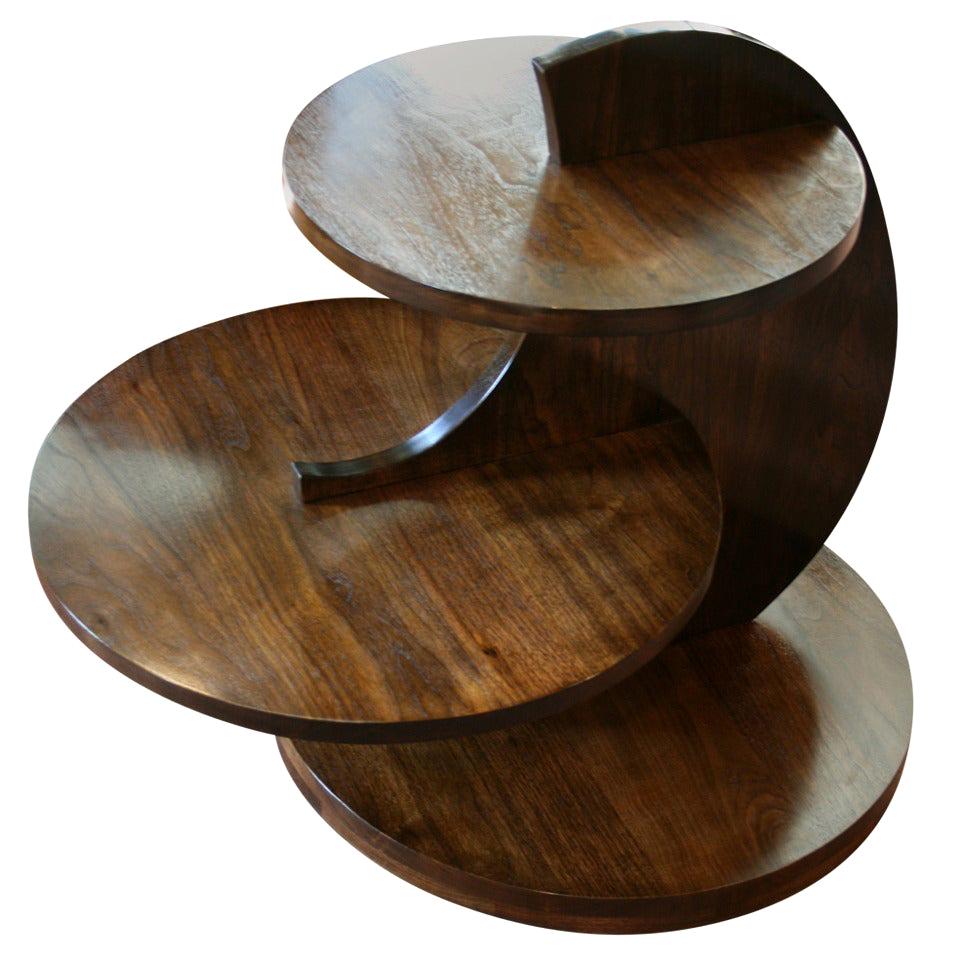 Tiered Circles Side Table in Walnut