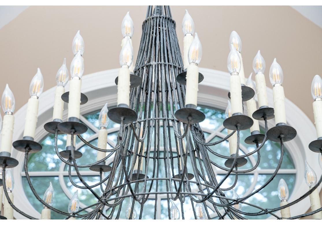 Contemporary Tiered Cone Form Wire 36 Light Chandelier For Sale