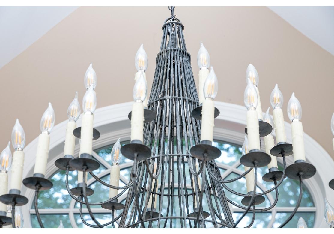 Tiered Cone Form Wire 36 Light Chandelier For Sale 1