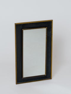 Tiered Eglomisé Wall Mirror with Patinated Brass Rims - France 1970's