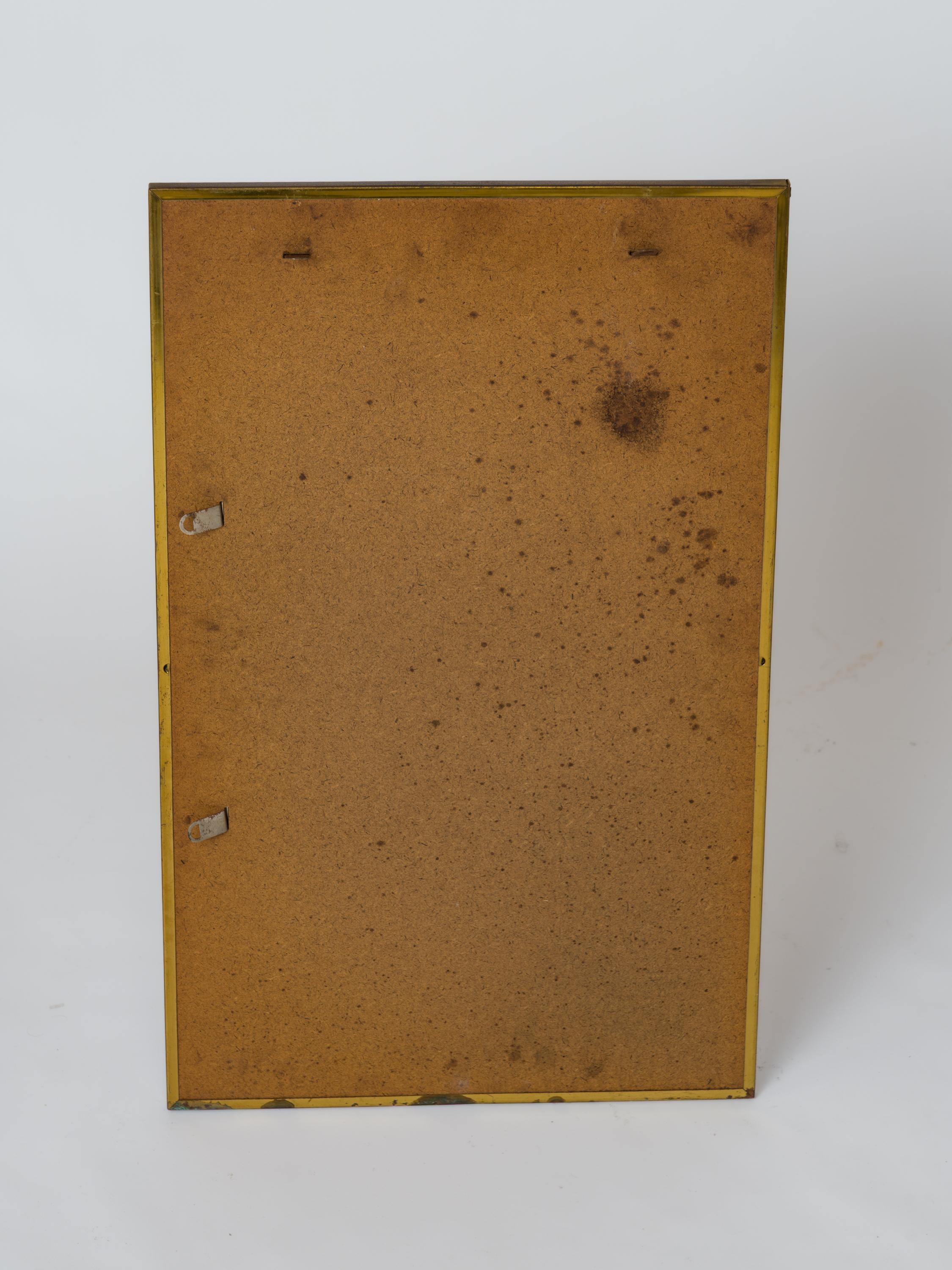 Specchio da parete in Eglomisé a più livelli con bordi in ottone patinato - Francia, anni '70 in vendita 1