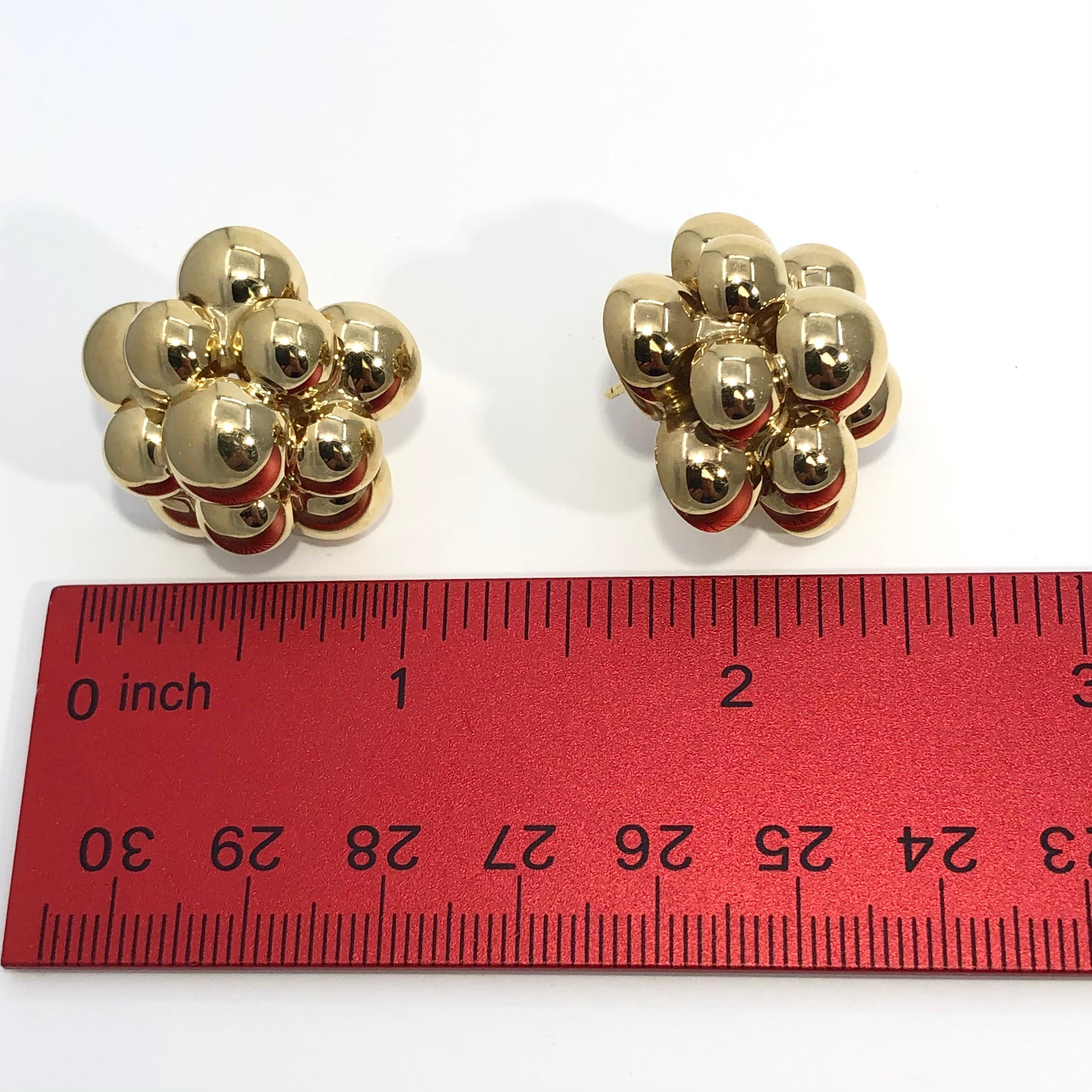 Tiered Gold Ball Cluster Design Italian Earrings 1