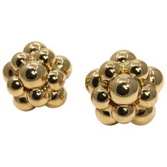 Tiered Gold Ball Cluster Design Italian Earrings