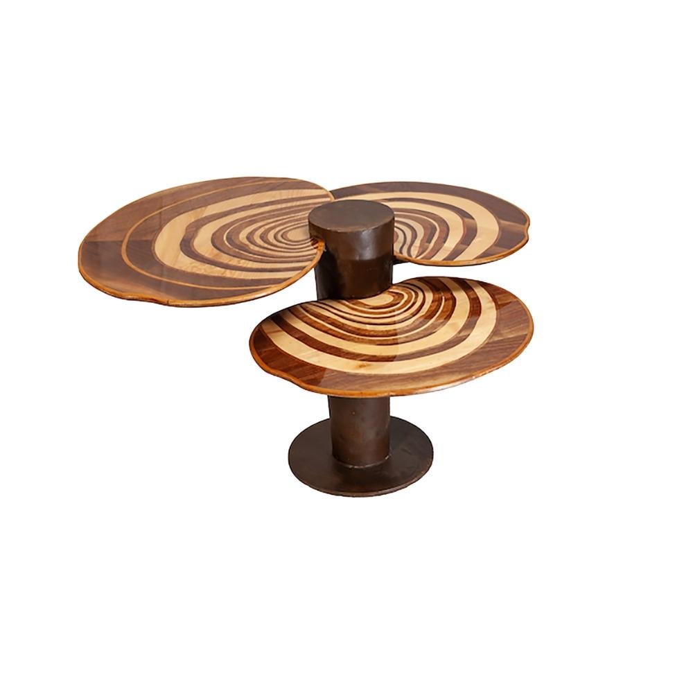 Hand-Crafted Tiered Maitake Walnut Coffee Table For Sale