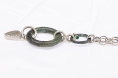 Tiered Pendant in bronze, w/emerald and drachm (coin) on Sterling Silver Chain