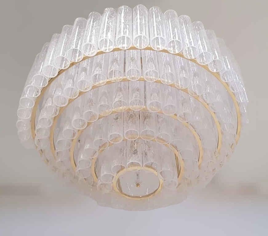 Mid-Century moderno Lampadario a strati Pulegoso di Murano di Fabio Ltd in vendita