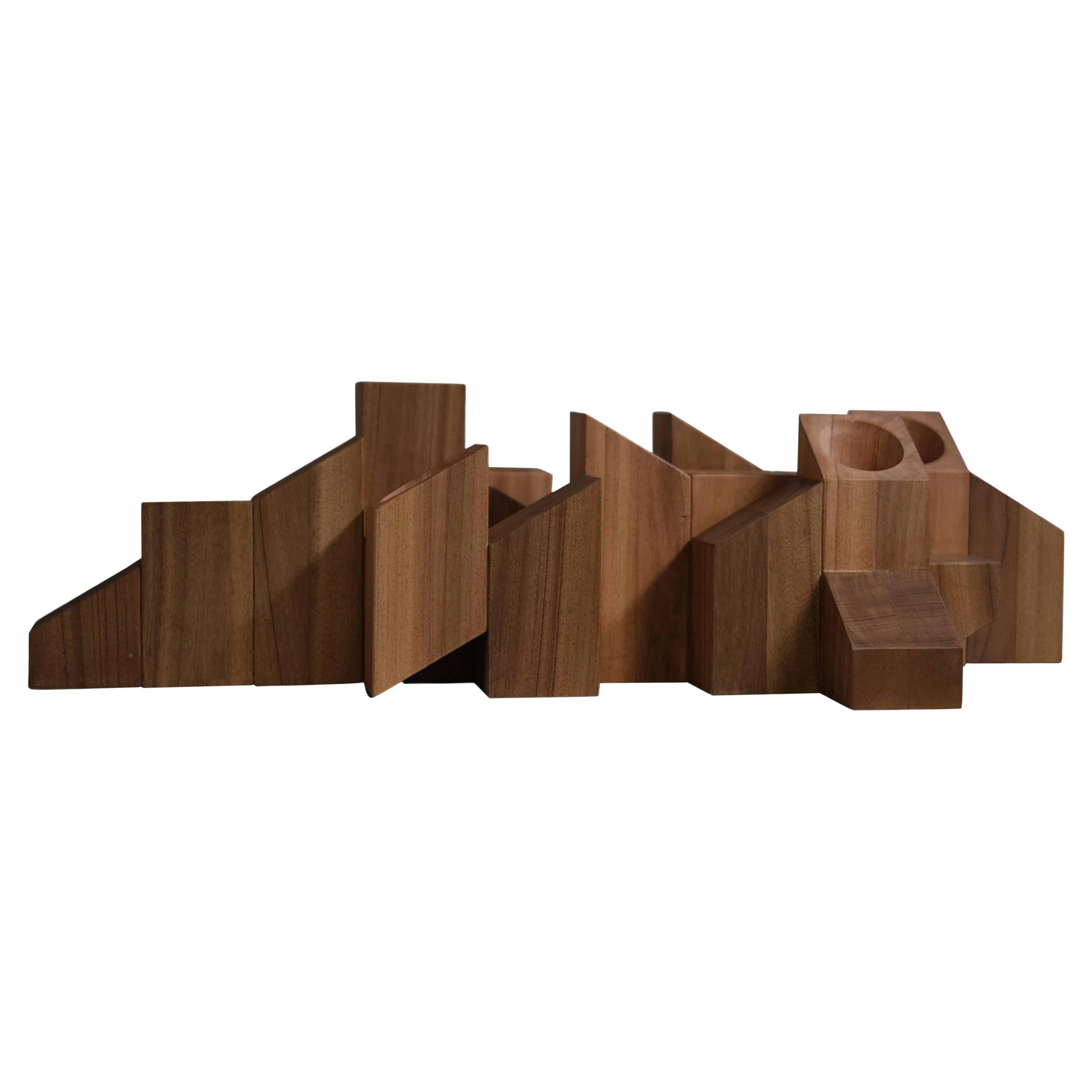 Tiered Structure Black Skyline Candle Light in African Walnut by Arno Declercq