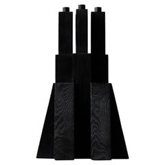 Tiered Structure Burnt Iroko Wood Bunker Candleholder 2.0 by Arno Declercq