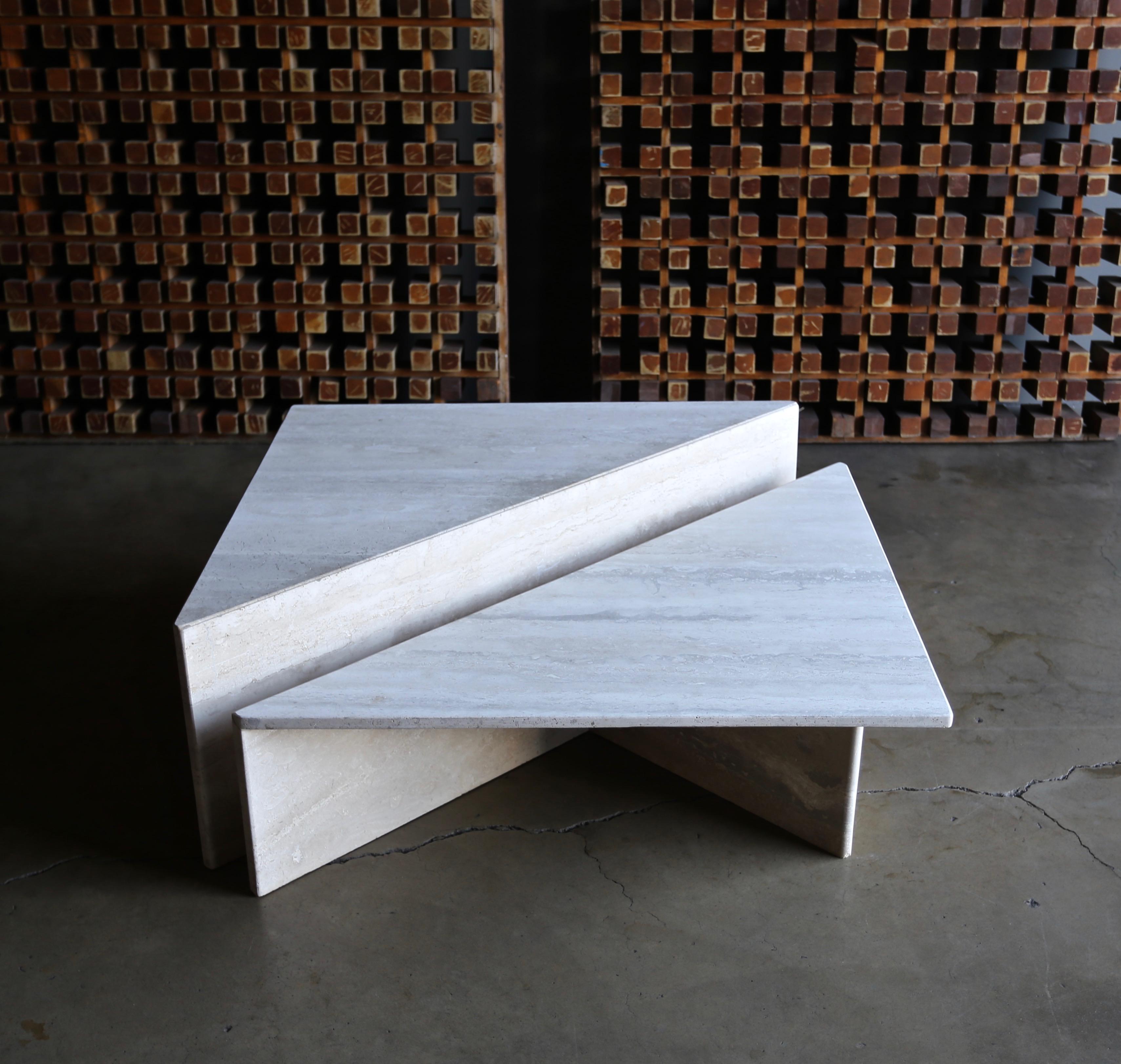 Tiered Two-Piece Travertine Coffee Table, circa 1980 9