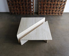 Tiered Two-Piece Travertine Coffee Table, circa 1980