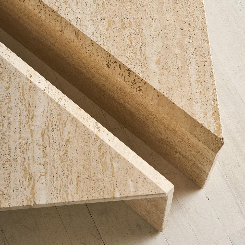Modern Tiered Two-Piece Travertine Coffee Table