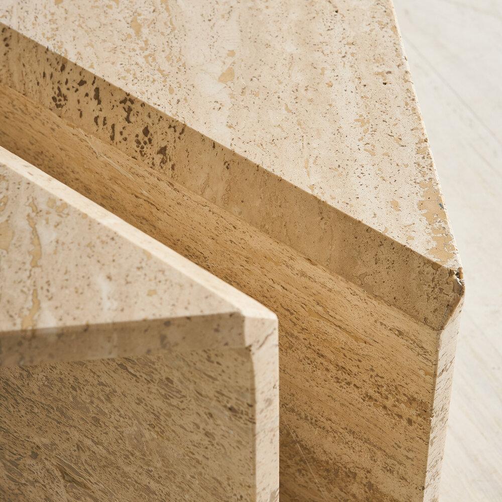 European Tiered Two-Piece Travertine Coffee Table