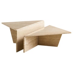 Tiered Two-Piece Travertine Coffee Table