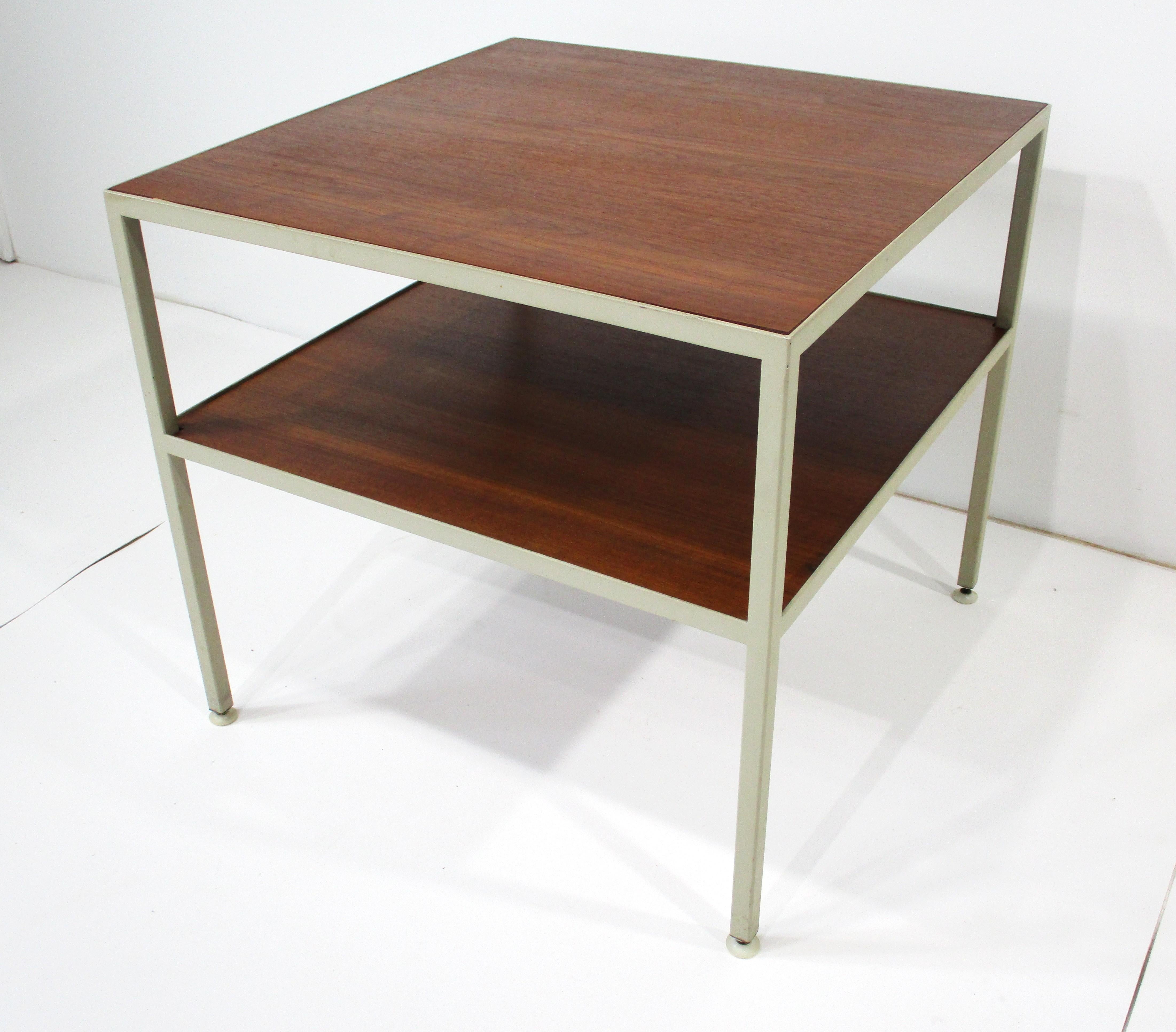 George Nelson styled Tiered Walnut Steel End Table by Janet Rosenblum For Sale 4
