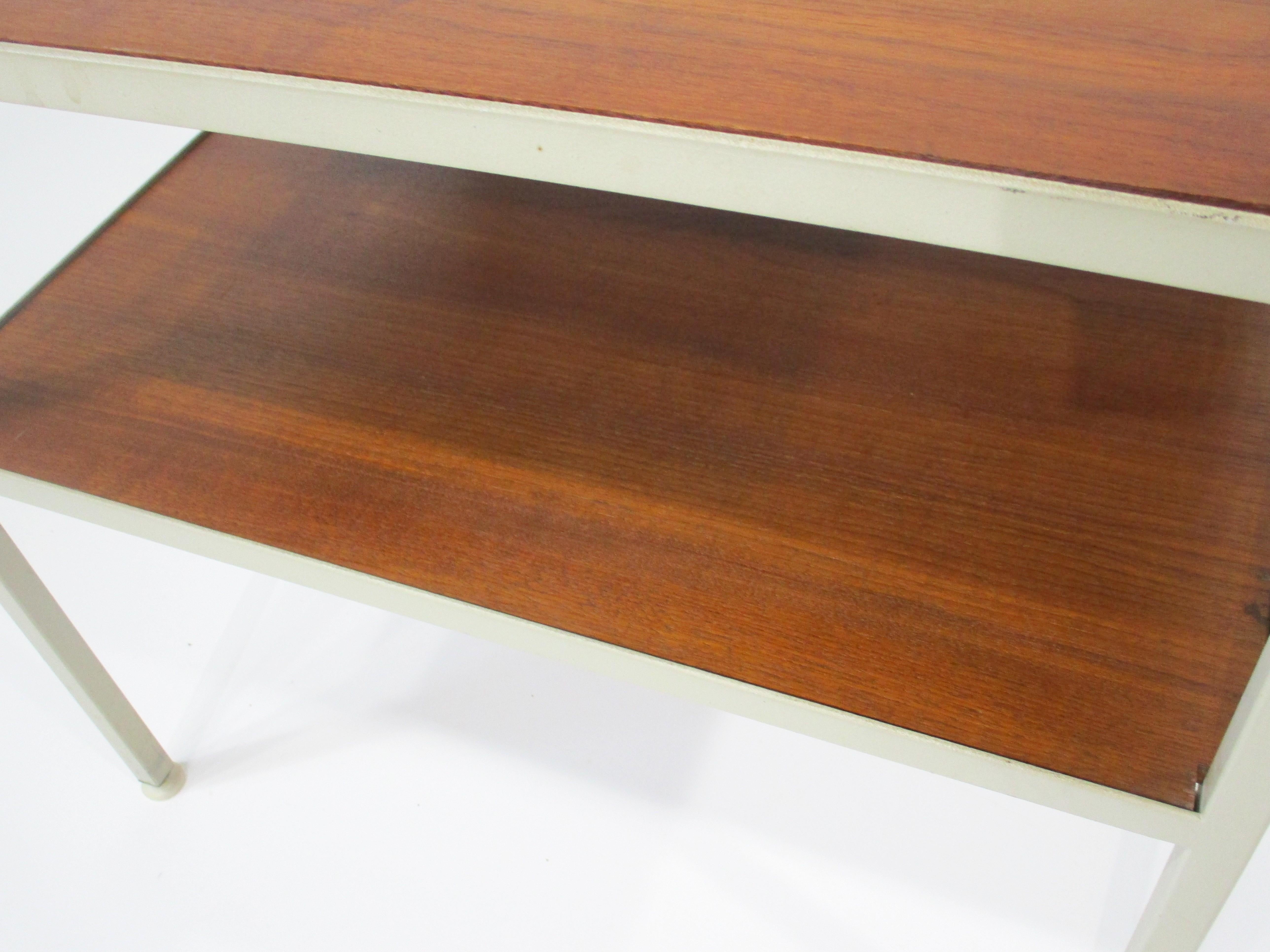 20th Century George Nelson styled Tiered Walnut Steel End Table by Janet Rosenblum For Sale