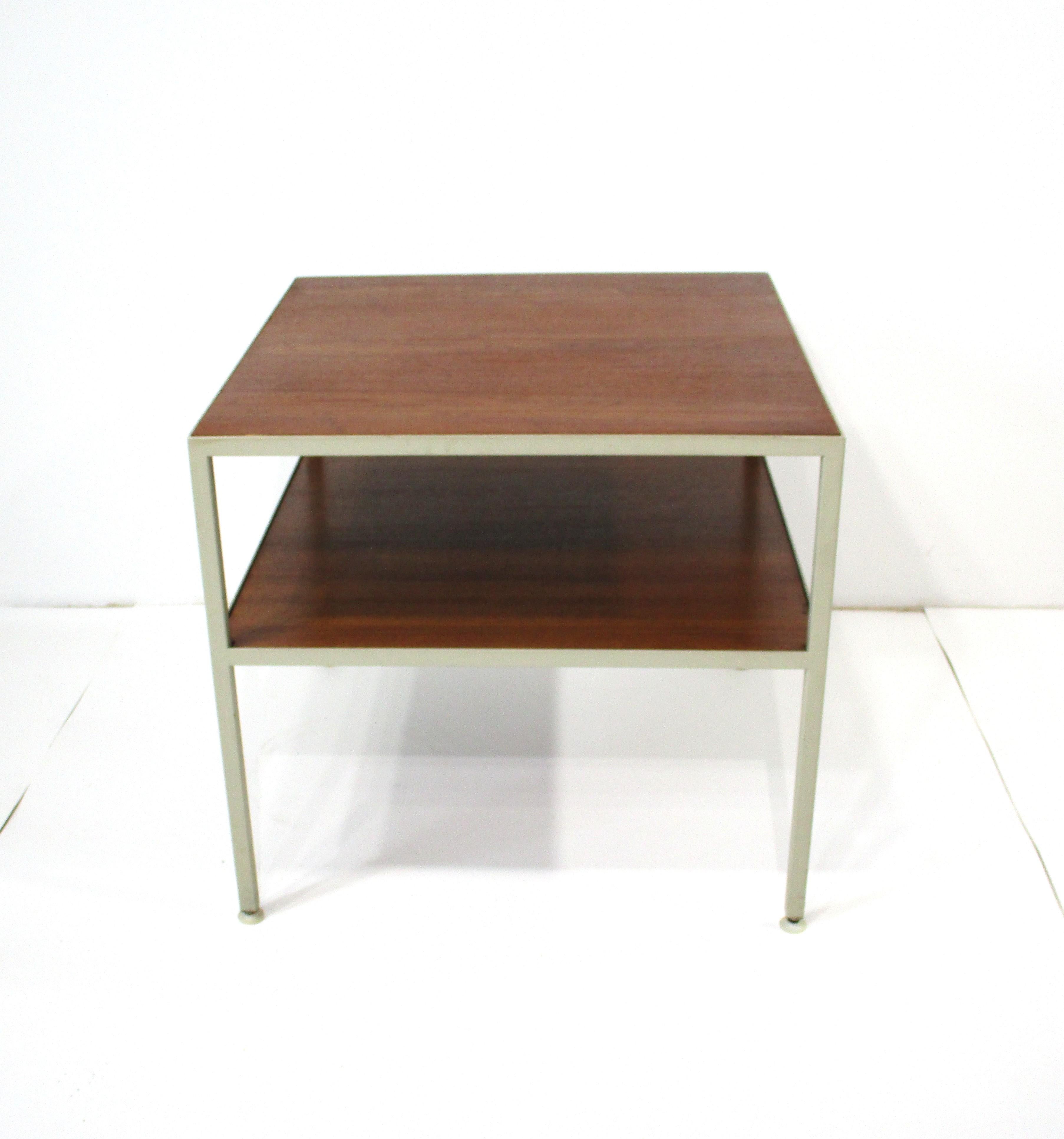 George Nelson styled Tiered Walnut Steel End Table by Janet Rosenblum For Sale 2