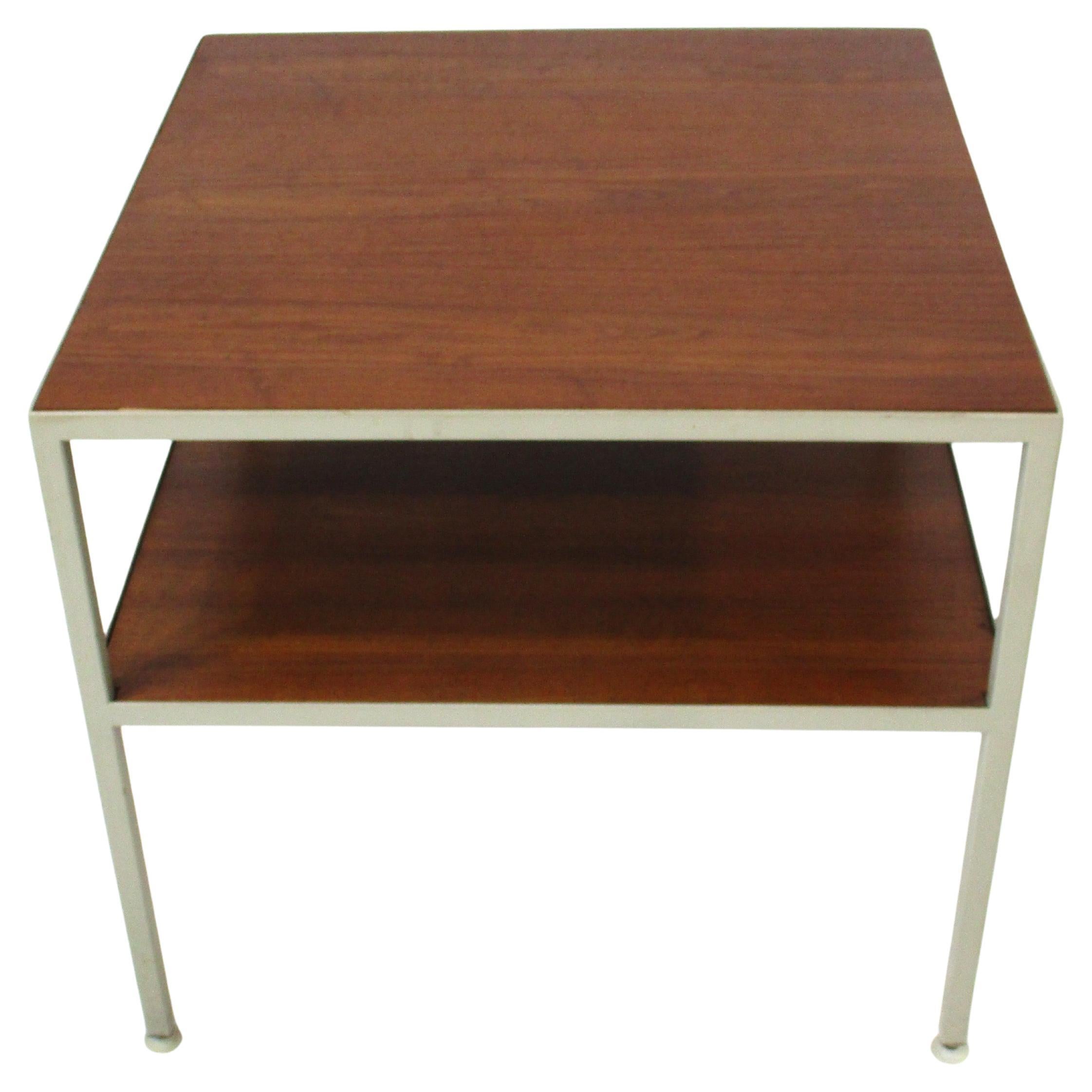 George Nelson styled Tiered Walnut Steel End Table by Janet Rosenblum For Sale