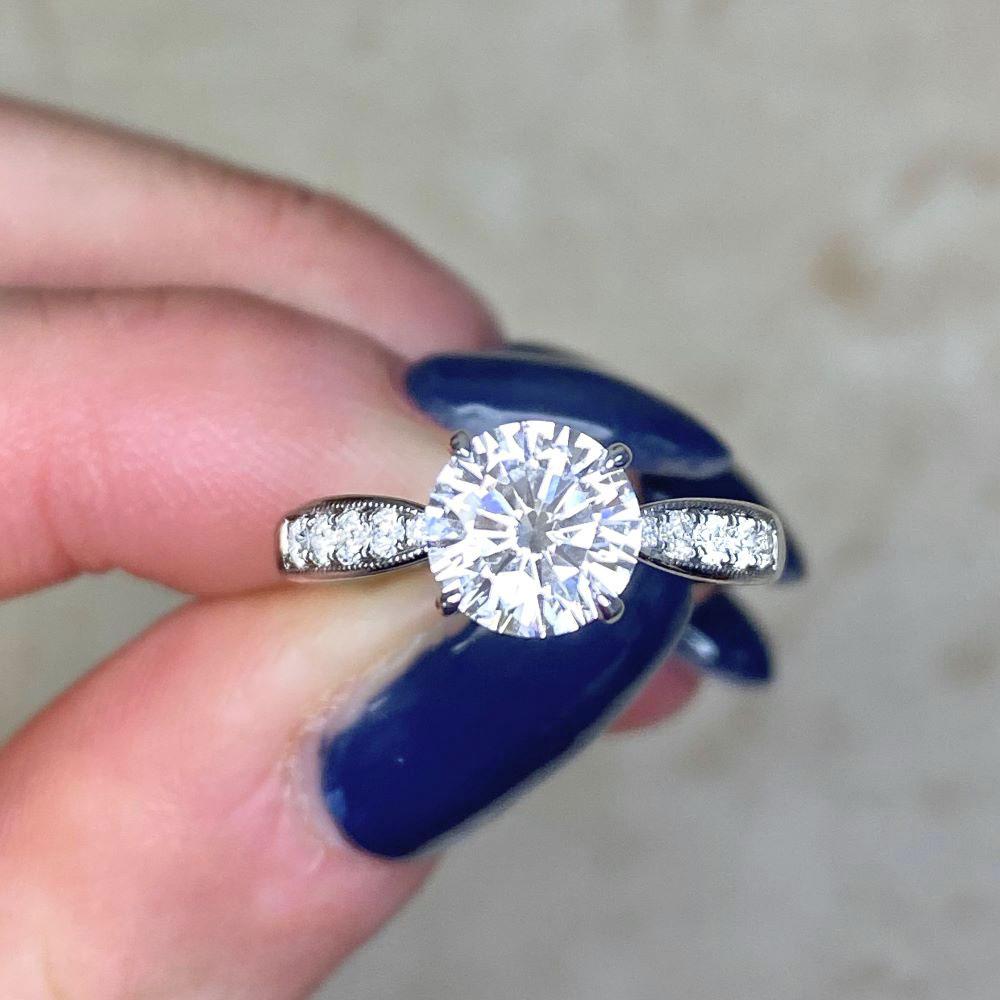 Tifanny & Co. Bague de fiançailles en diamant taille brillant de 1,10 carat certifié GIA, couleur G en vente 4