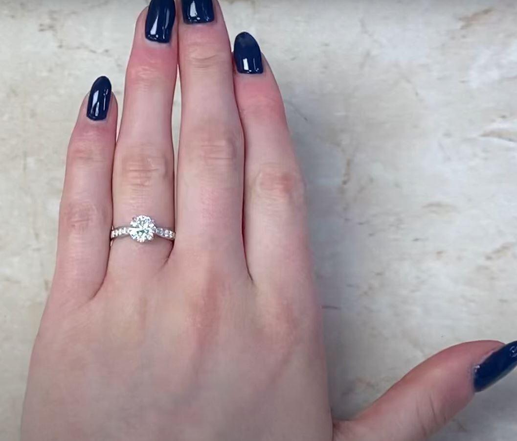Women's Tifanny & Co. GIA 1.10 Carat Brilliant-Cut Diamond Engagement Ring, G Color For Sale