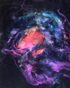 OMEGA SOTO NEBULA (with LED lights), Mixed Media on Wood Panel